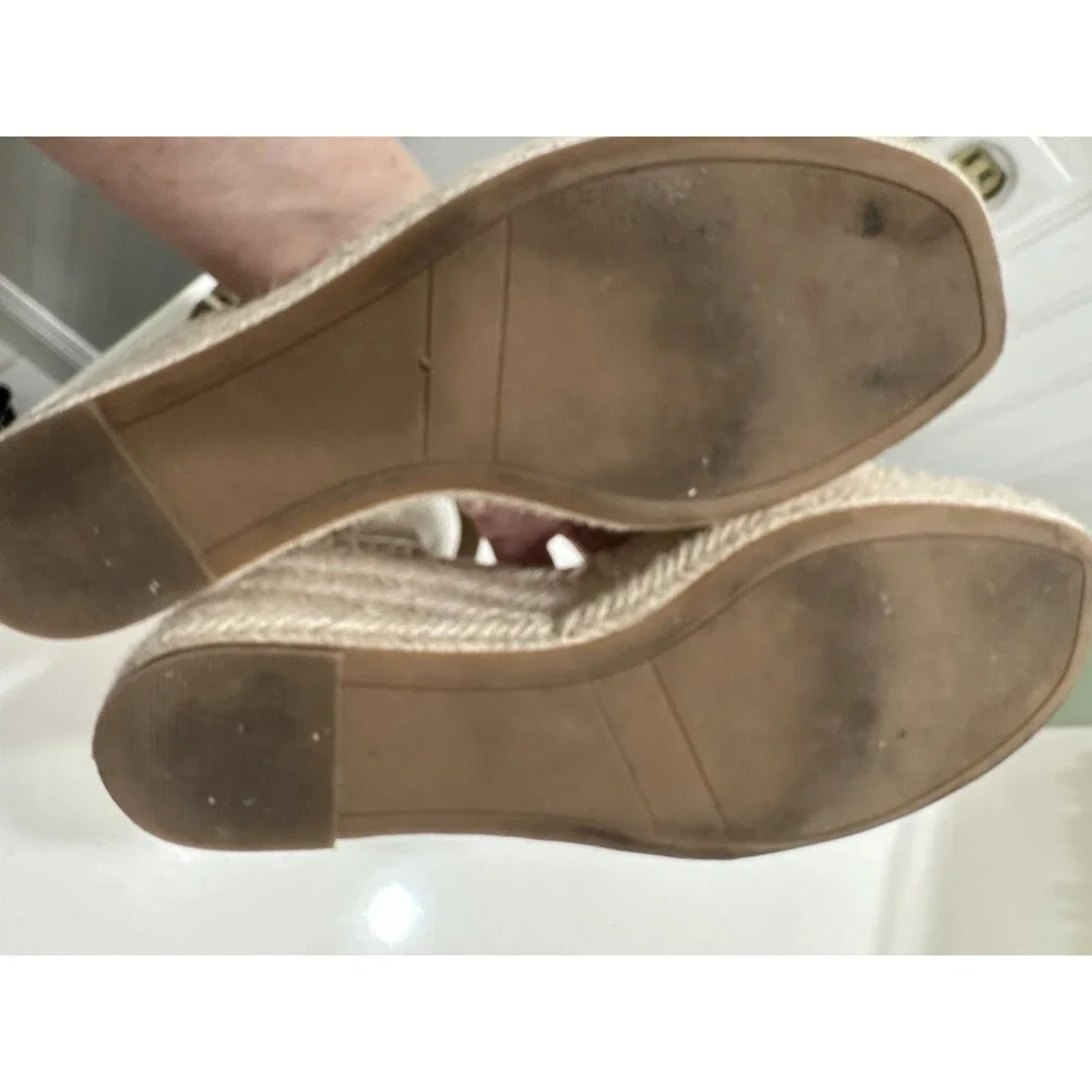 Nordstrom Carmen Espadrille Platform Wedge Sandal Beige Leather Size 8